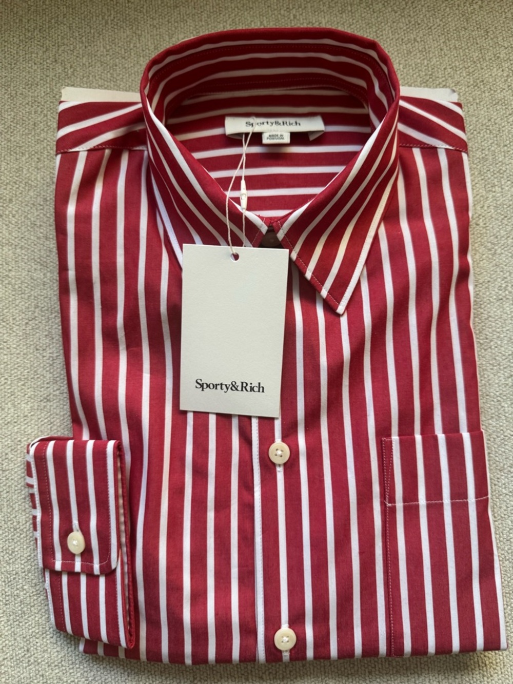 Sporty & Rich SRC Oversized Shirt Ruby Red Stripe - Picture 3 of 5